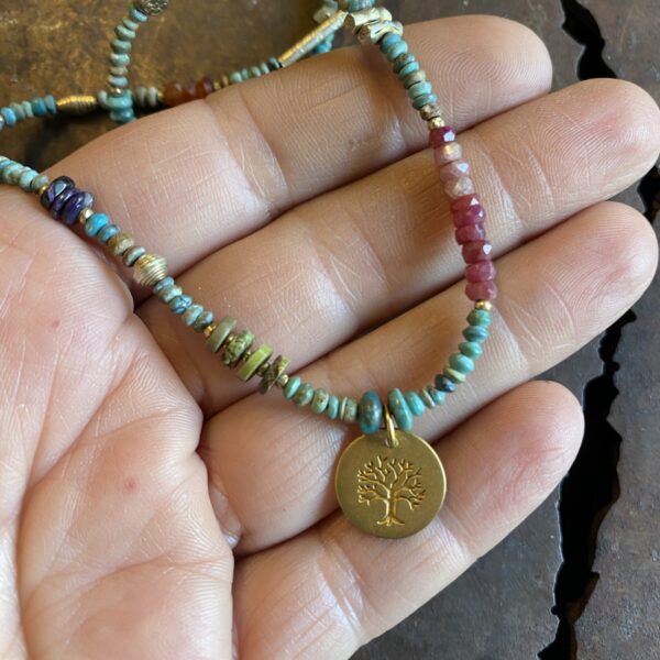 Sale 2023 Gold Tree Turquoise Necklace #138
