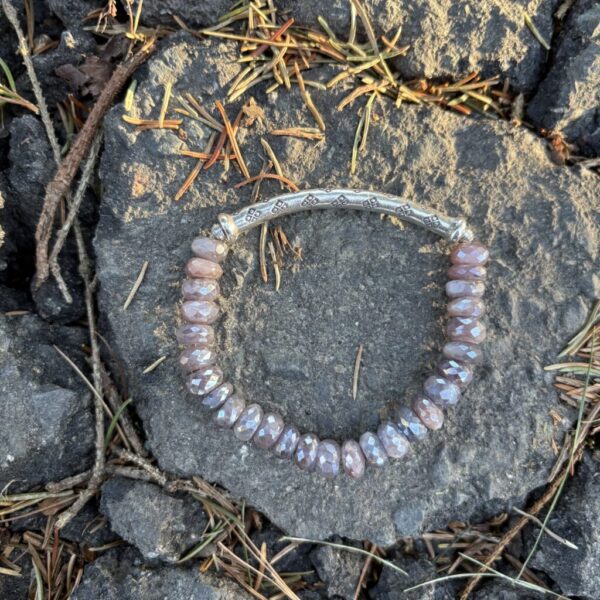 Chocolate  Moonstone Silver Stretch Bracelet