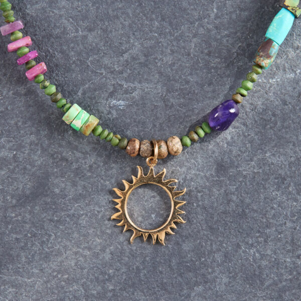Eclipse Sun Nephrite Gold Necklace