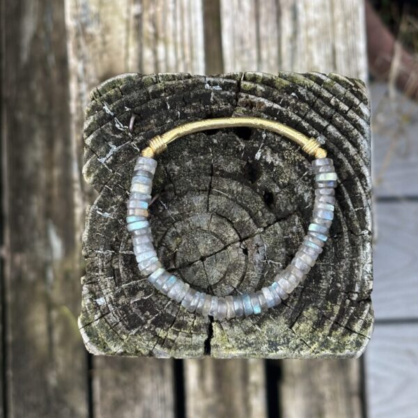 Labradorite Heishi Gold Stretch Bracelet