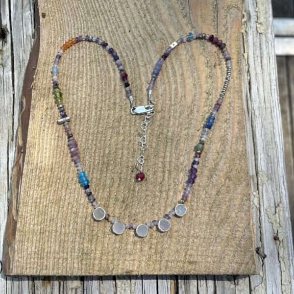 5 Porthole Dog Teeth Amethyst and Quartz Druzy Silver Necklace