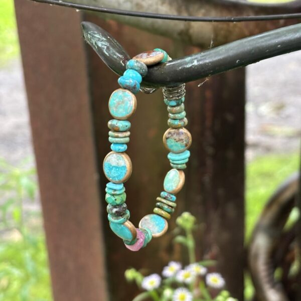 Rainy Day in June One of a Kind Fairy Pillow Turquoise Stretch Bracelet #1