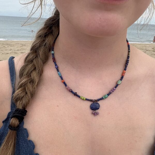 The Clare Bear Lapis Silver Necklace with Lapis Pendant