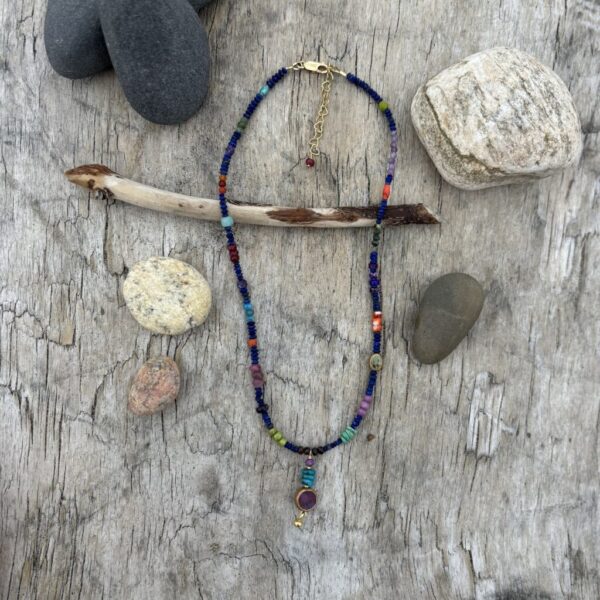 The Gillian Lapis Necklace with Tear Jerker Pendant