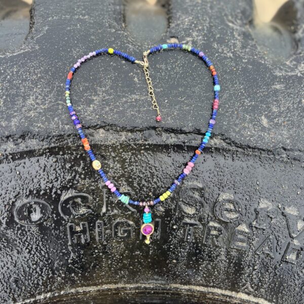 The Gillian Lapis Necklace with Tear Jerker Pendant