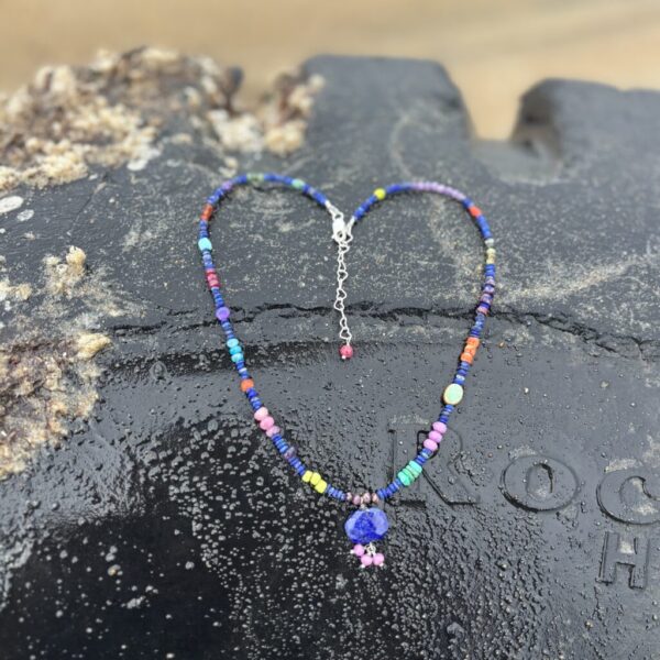 The Clare Bear Lapis Silver Necklace with Lapis Pendant