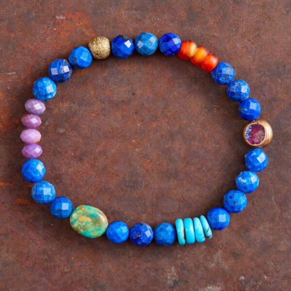 Bright Round Lapis with Green Turquoise Oval