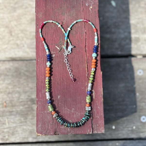 Turquoise Heishi Salami Silver Necklace