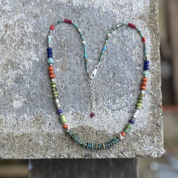 Turquoise Heishi Salami Silver Necklace