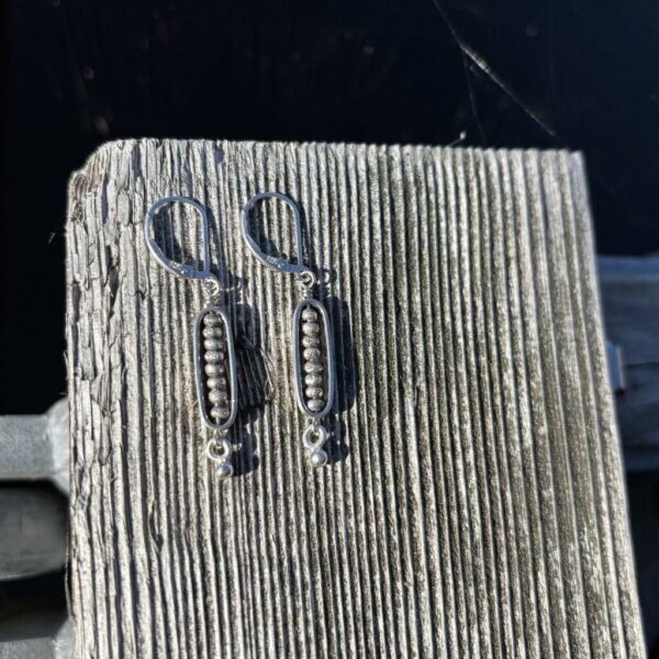 Silver Oval Earrings with Raindrop