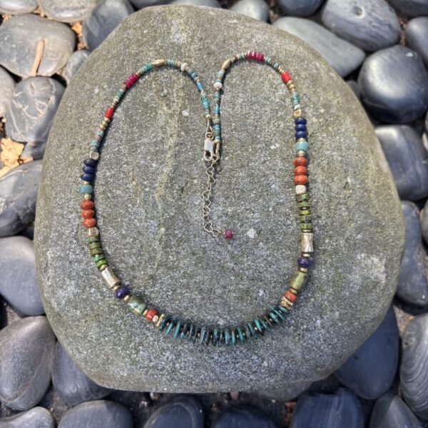 Turquoise Heishi Salami Gold Necklace