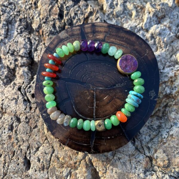 Chrysoprase with Round Purple Turquoise Stretch Bracelet Sale