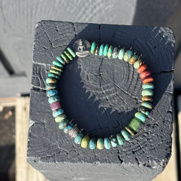 Tucson Turquoise Buddha Silver Bracelet