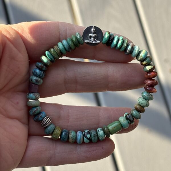 Tucson Turquoise Buddha Silver Bracelet