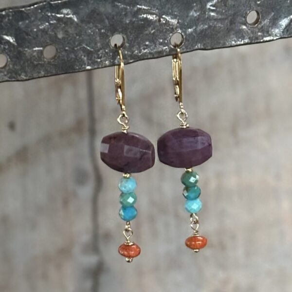 Lepidolite Ovals With Turquoise and Apple Coral