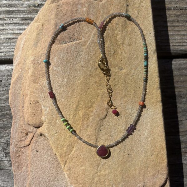 Labradorite with Ruby Pendant Necklace Sale