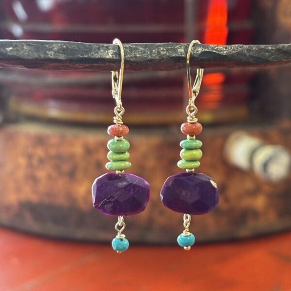 Purple Turquoise Oval Silver Sale Earrings