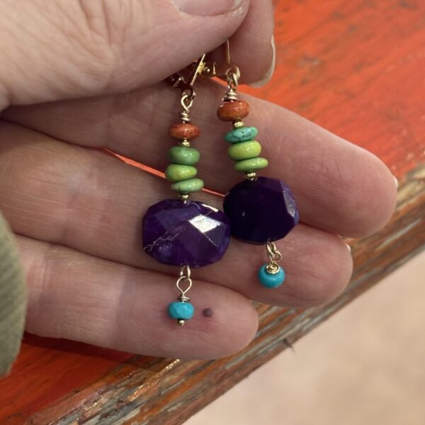 Purple Turquoise Oval Silver Sale Earrings