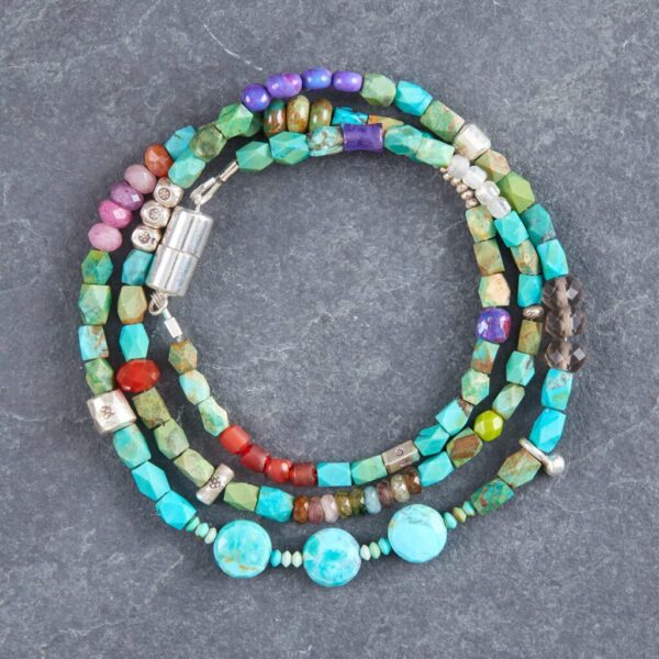 3 Ring Circus Gold Turquoise Magnetic Bracelet or Necklace