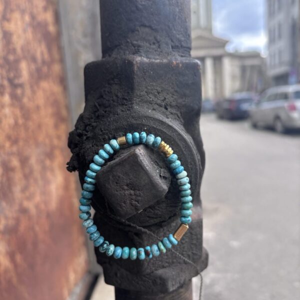 Robins Egg Turquoise and Thai Silver Stretch Bracelet