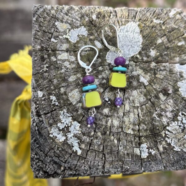 Caution Tape Silver Earrings