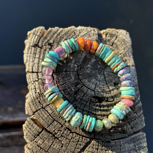 One of a Kind 11mm Turquoise with Phosphosiderite Cube