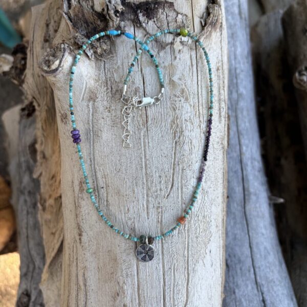 Tiny Turquoise from Afghanistan with Fan or Spiral Sale Necklace