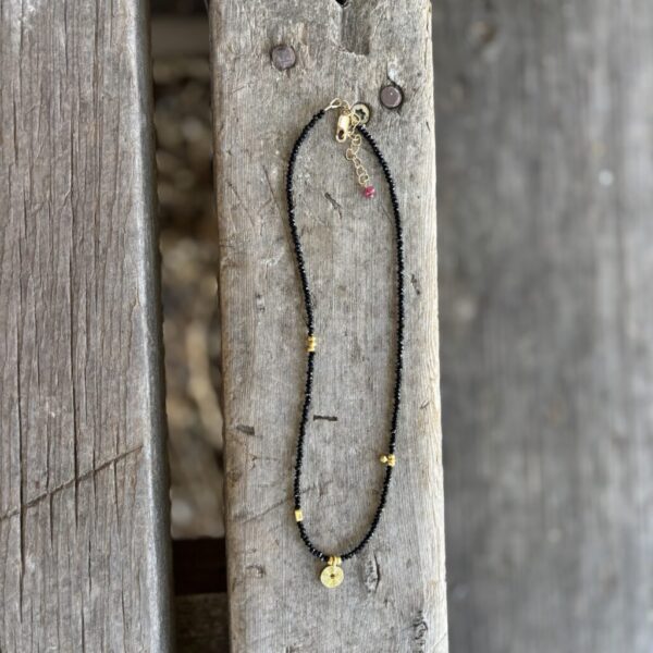 Black Spinel Fan Gold Sale Necklace
