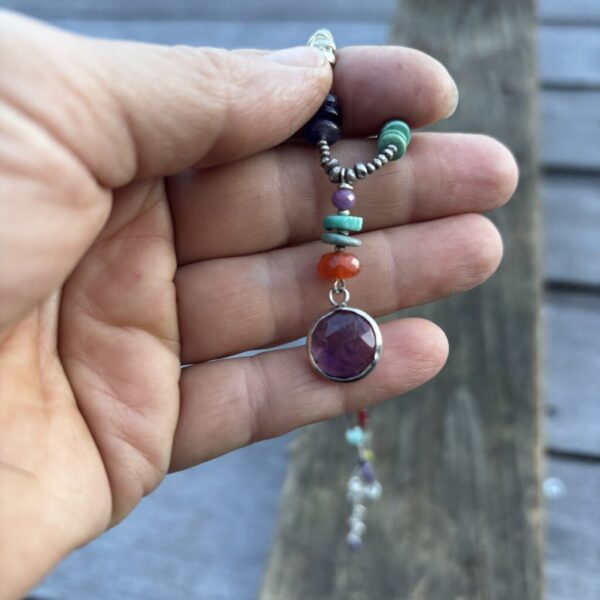 Thai Silver Ferris Wheel Necklace with Amethyst Pendant