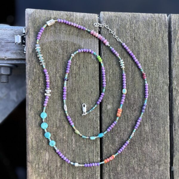 One of a Kind Phosphosiderite Circus Train Silver Necklace